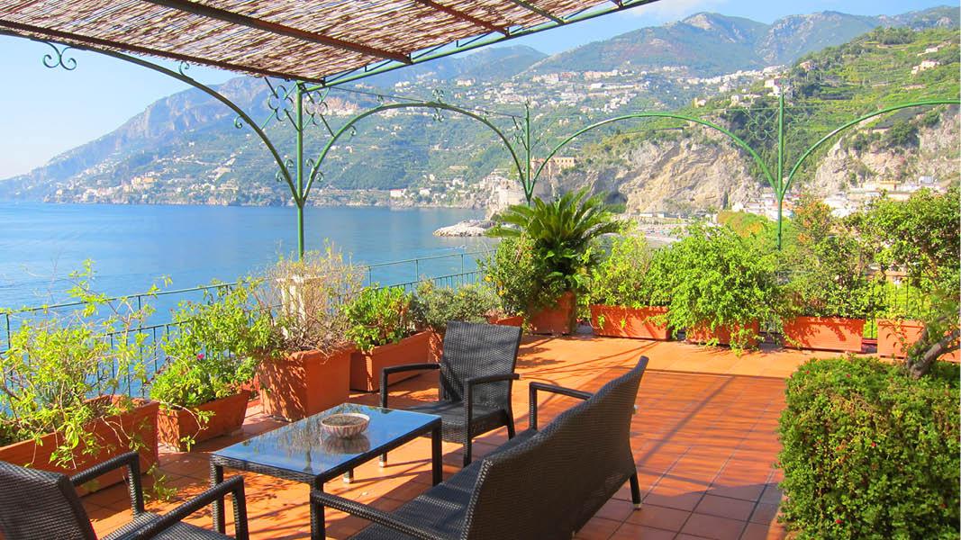 Hotel Sole, udsigt fra terrasse, Amalfi kysten